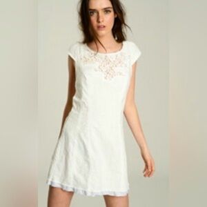 Free People White Cotton & Lace Mini Dress - 4
